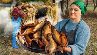 Smoking Fish the Ancient Way Using a Handmade Reed Smoker!