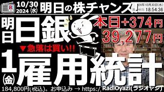 【投資情報(株チャンス)】日経強い！急落は買いだ！明日、日銀金融政策決定会合、１日(金)夜は米雇用統計だが、相場は強い。トランプ・ラリーの噂も●注目銘柄：6146ディスコ、6920レーザ●歌：エレジー