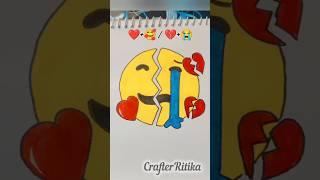 With love ️ VS broken heart /Emoji art #shorts #art #satisfying #creative #CrafterRitika #emoji