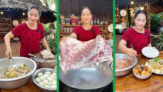 "Pork Belly Braising, Chicken Feet Salad"  Mommy Chef cooks delicious meal with unique cooking style