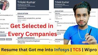 How to Make Resume|Resume that got me into Infosys।Best Resume for freshers। Resume making Sites।