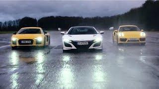 Honda NSX vs Audi R8 V10 vs Porsche 911 Turbo | Chris Harris Drives | Top Gear