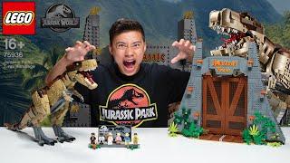 LEGO JURASSIC PARK: T. REX RAMPAGE!!! Biggest LEGO Dinosaur Set! Time Lapse & Stop Motion!!