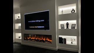 Media Wall Build 2024, Philips 75" Ambilight TV Philips 75PML9008, New forest 1900 electric fire