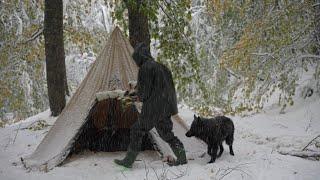 WINTER BLIZZARD CAMPING in -37°C HOT TENT !