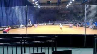 Carina Witthoeft service + return game vs. Garbine Muguruza Blanco @ Porsche Tennis Grand Prix 2013