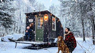 FREEZING RAIN AND SNOW at Remote Cabin on a Lake