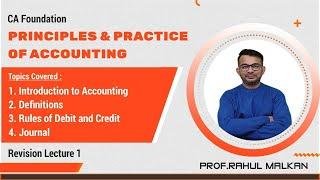 CA FOUNDATION | RAHUL MALKAN | CA | FREE REVISION | CRASH COURSE | ACCOUNTS | ACCOUNTING | LECTURE 1