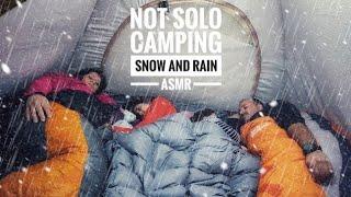 NOT SOLO CAMPING in SNOW and RAIN in the FOREST - CAMPING with KIDS in SNOW - ASMR