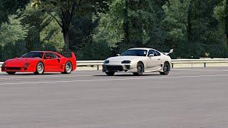 Veilside Toyota Supra VS Ferrari F40 At Yatabe Test Track Japan