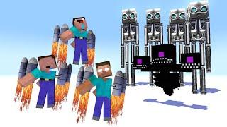 Monster Fight : NOOB FAMILY AND STRONG HEROBRINE -Minecraft Animation