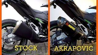 Kawasaki Z800 AKRAPOVIC SLIP-ON VS STOCK EXHAUST