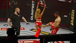 Iranian fighter kicked a ring girl