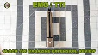 EMG TTI airsoft magazine extension for Glock 19X, review