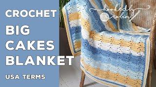 Crochet Caron Big Cakes Blanket (EASY ONE ROW REPEAT)