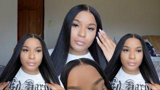SILK STRAIGHT 24" MIDDLE PART BUSS DOWN WIG INSTALL | UNICE HAIR