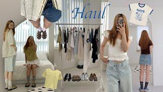 SUMMER HAULෆ 예쁜 거 가득한 여름 패션하울 🫧 데일리에 트렌디 한 스푼 17items (여름 바지, 그래픽티셔츠, 블라우스, 자라, 등등)