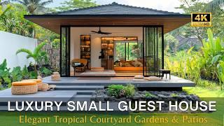 Compact Luxury: Island-Inspired Guest Houses with Elegant Tropical Courtyard Gardens and Patios