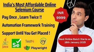 Selenium Online Training | 18 January 2025 | Free Cypress and Playwright Courses | Interview Support