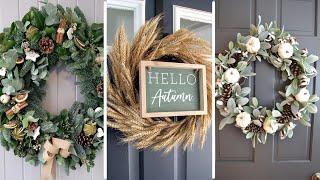 43 Clean Lines and Simple Fall Wreaths: Minimalist Autumn Decor with Eucalyptus and Wheat