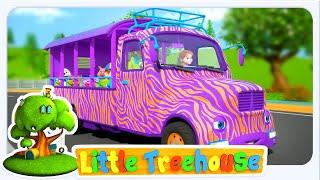 Learn Animal on Jungle Safari Ride with Wheels on the Bus + More Street Vehicles Songs for KIDS