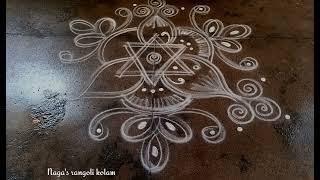 Easy double stroke star design rangoli⭐two line rangoli design 