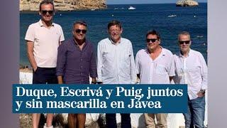 Pedro Duque, José Luis Escrivá y Ximo Puig, pillados juntos y sin mascarilla en Jávea