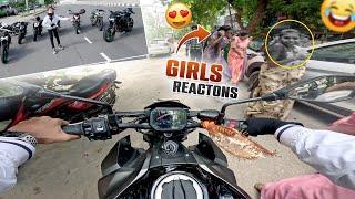 CRAZY GIRLS REACTION ON Z900  // 220 KM SPEED //GT 650 VS 390 DRAG RACE #bike #reaction #shorts