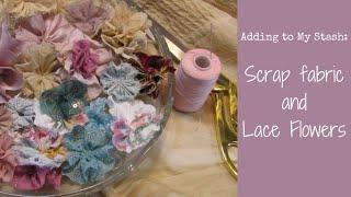 Scrap Fabric and Lace Flowers