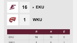 Nathan Lawson Helps Guide EKU to 16-1 Win over WKU , First Inning Pitching Highlights.