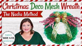 NO FRAY DECO MESH CHRISTMAS WREATH DIY |  Dollar Tree ZERO FRAY wreath DIY | The Nadia Method