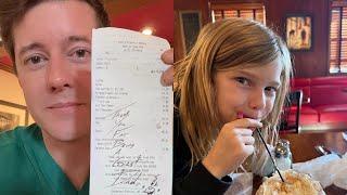 Stranger pays family's breakfast bill and leaves heartfelt note praising dad | SWNS