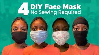 4 DIY Face Mask - No Sewing Required -Fast & Easy