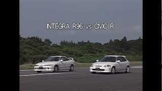 Best Motoring Drag Race 1996 Integra Type R vs Civic Type R 1/4 mile 0-400m