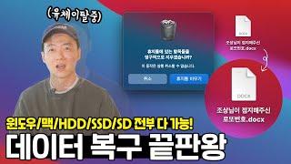 실수로 사진, 파일 싹 날려본 사람 드루와  윈도우 맥 HDD SSD SD카드 모두 다 살려주는 데이터 복구 끝판왕 (EaseUS Data Recovery Wizard)