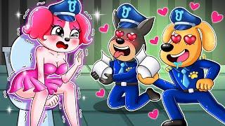 Dobie vs Labrador Confessing Love to Papillon in the Restroom - Sheriff Labrador Animation