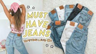 THRIFTED LEVIS COLLECTION (try on)  the BEST JEANS every girl needs for FALL!