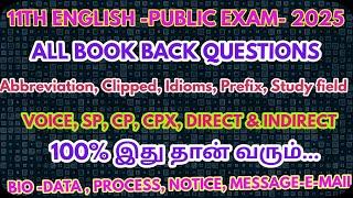 11Th English-Public Exam-2025-Book Back One Marks-Most Important-100%Confirm Questions@GRSUCCESSSTC