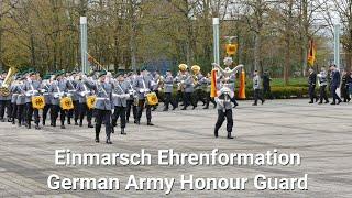 German Army Honor Formation + military band with mass of colors and "Königgrätzer Marsch" from 1866