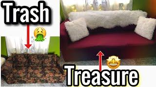 CHEAP DIY: Slip Cover Upscale for old trashy sofa| SLIPCOVER FROM ALIEXPRESS AND AMAZON|JWILLSCOOL