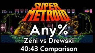 (Commentary) Super Metroid - Any% Speedruns Comparison - Zeni vs Drewski 40:43