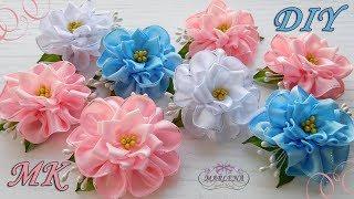  Flowers from satin ribbons. Hair clips. Kanzashi DIY