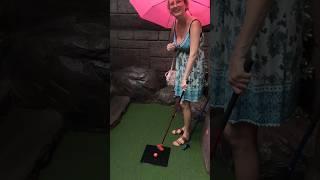 Toyah tries mini-golf with stick thingie, Phuket. #golf #sports #thailand #travel