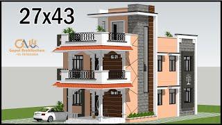 27x43 2 Family House Design, Villa Design, 6 Bedroom House Design, Gopal Architecture