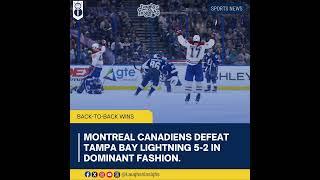 Canadiens Dominate Lightning 5-2, Extend Winning Streak