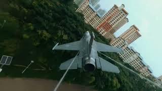 FPV Drone Flight With F-16 Fighter Jet Attached