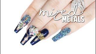 MIXED METAL BLING SET | Builder Gel Nails