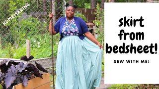 How to sew a skirt from a bedsheet | Adjustable Waist Skirt