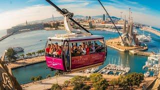 Barcelona spain 4k port cable car amazing tour