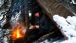 3 Day Winter Bushcraft Deep in the Snowy Forest ️ Survival Camping